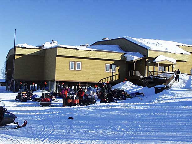 Camping in the school at Kaltag.